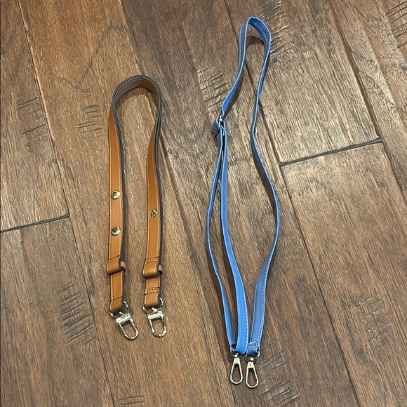 Stylish Luxury Blue Crossbody Strap and Brown Shoulder Strap Set - Gold Hardware - Picture 1 of 9